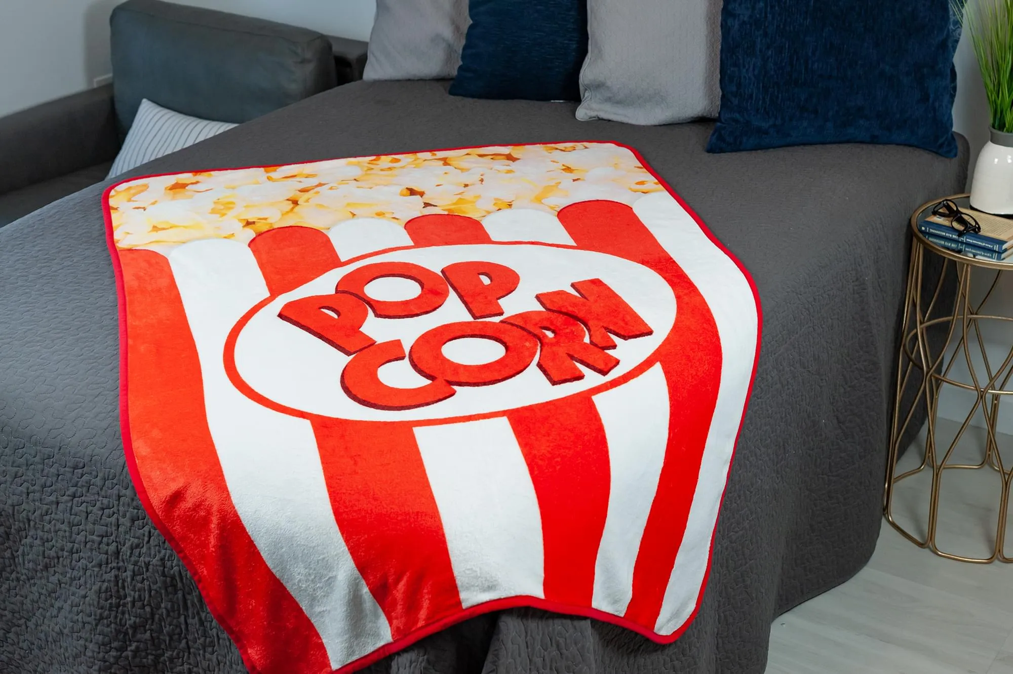 Movie Popcorn Fleece Throw Blanket | Popcorn Box Blanket | 60 x 45 Inches