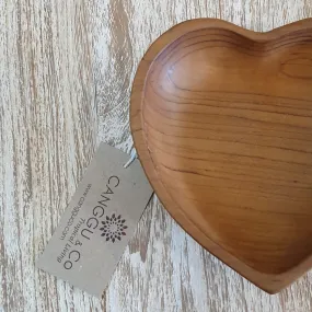 Natural Teak Breakfast & Dinner Heart Bowls