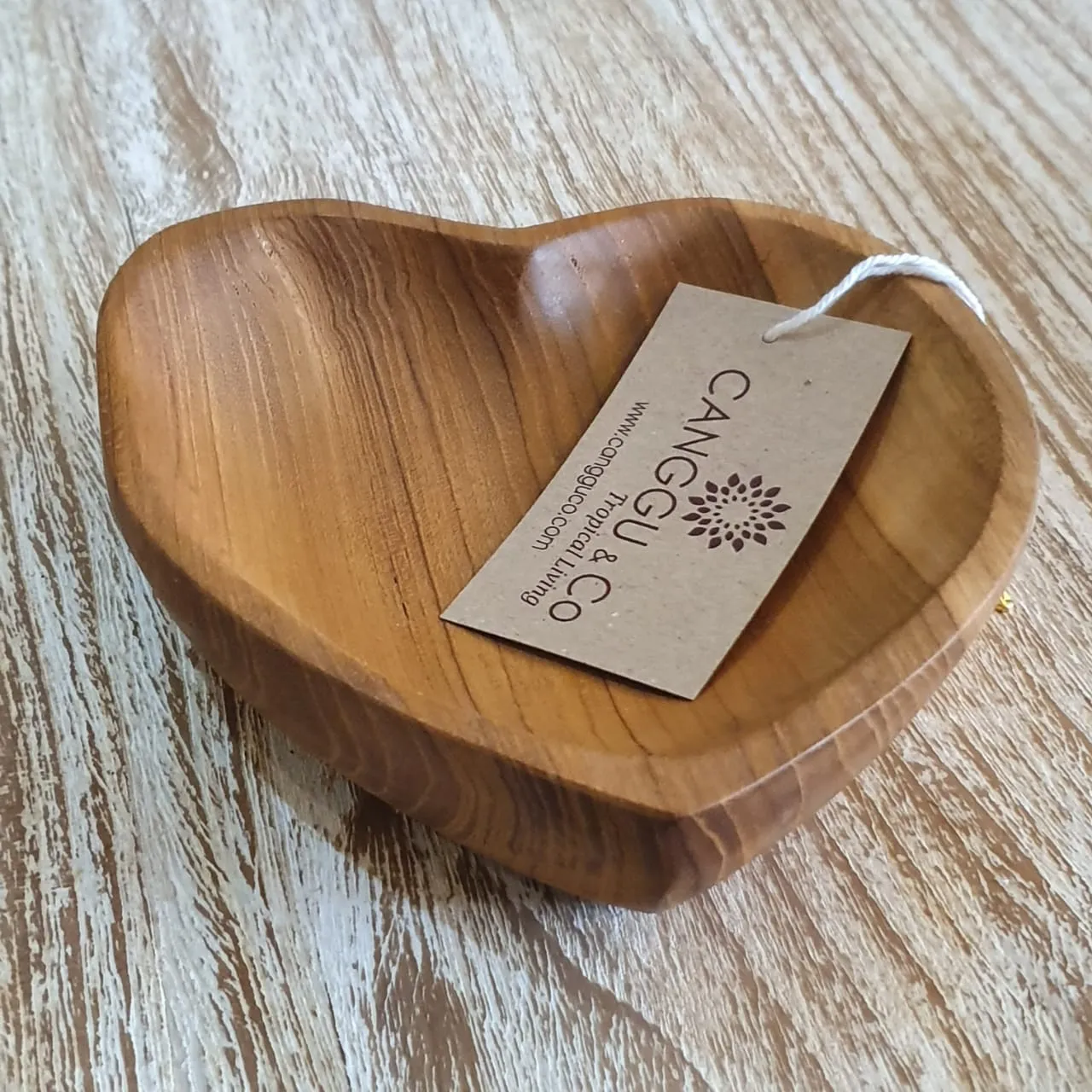 Natural Teak Breakfast & Dinner Heart Bowls