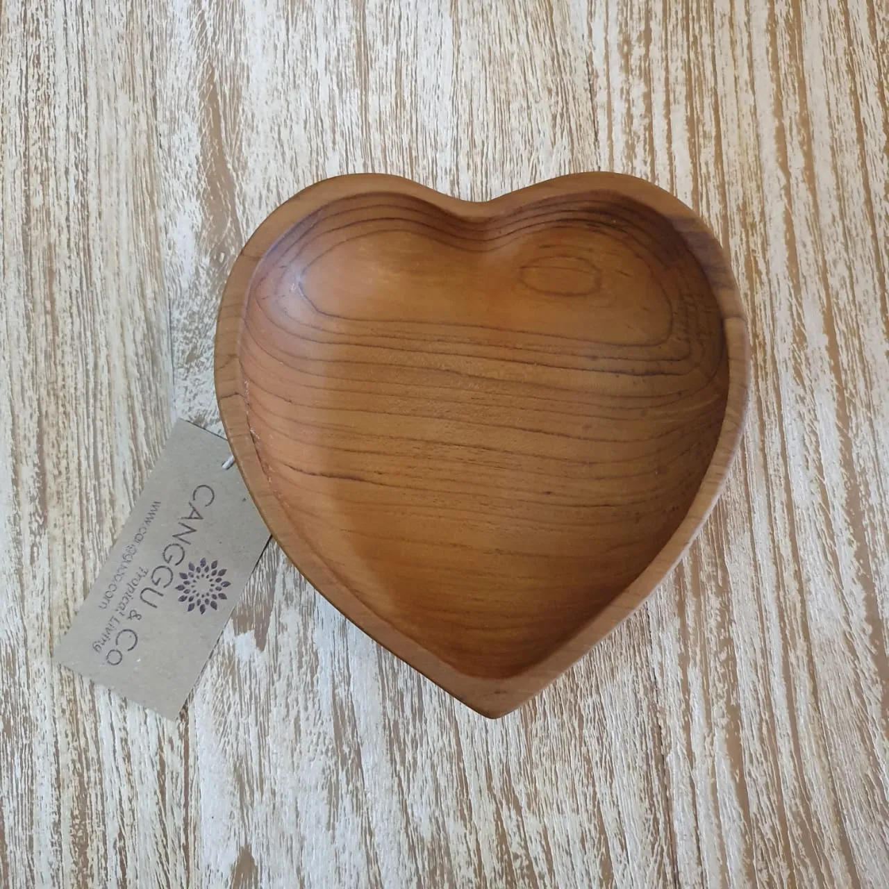 Natural Teak Breakfast & Dinner Heart Bowls