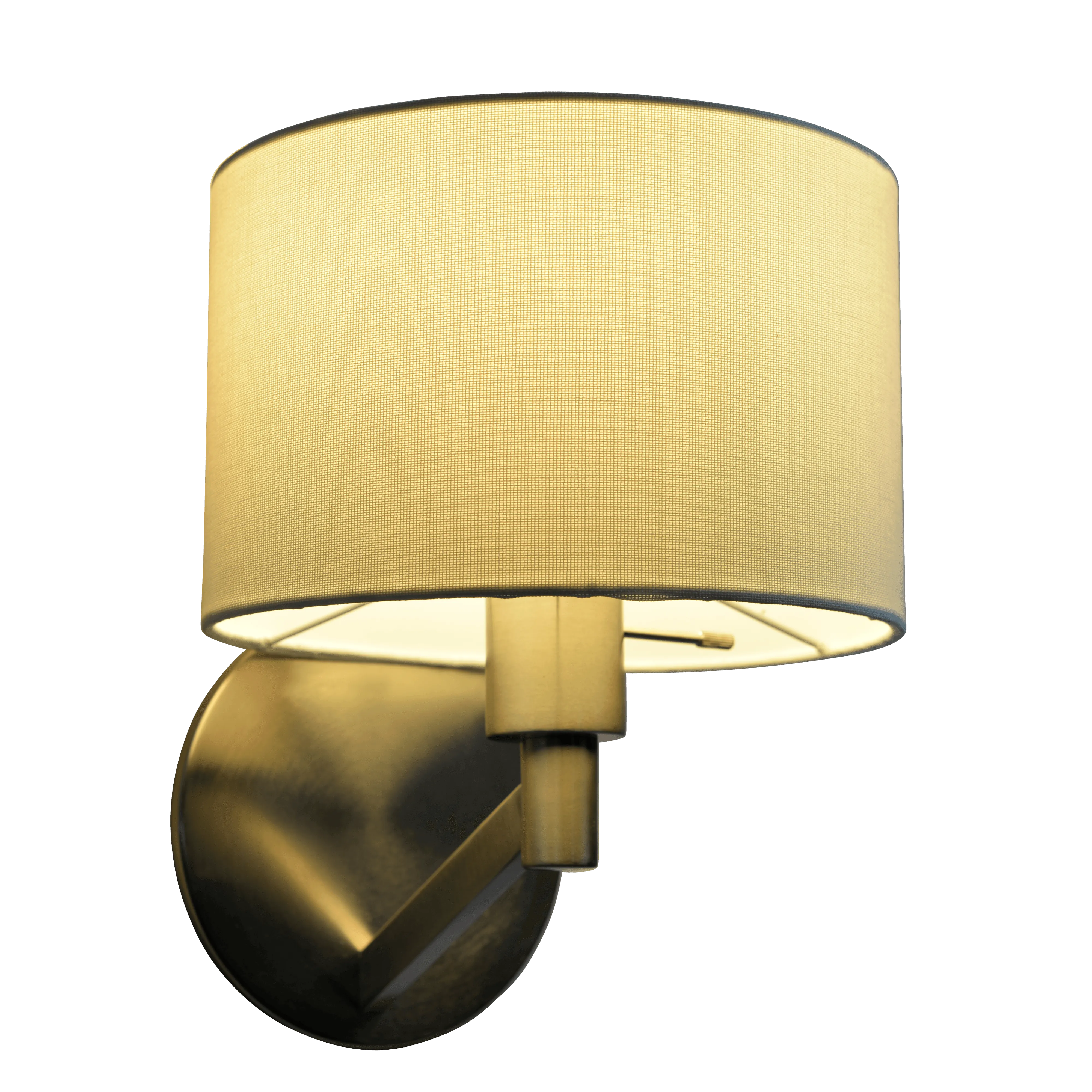 Nebula Brushed Nickel Base Wall Lamp with Rotary Switch White Fabric Shade