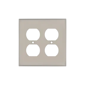 New York Switch Plate with Double Outlet in Satin Nickel