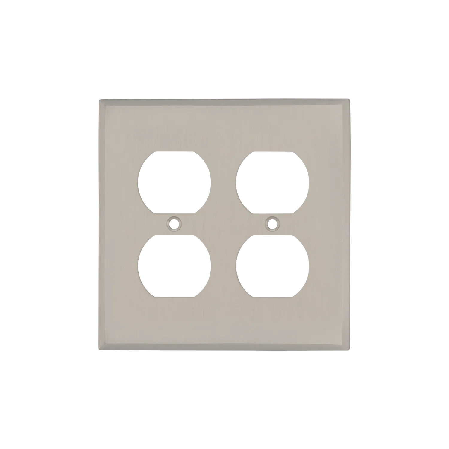 New York Switch Plate with Double Outlet in Satin Nickel