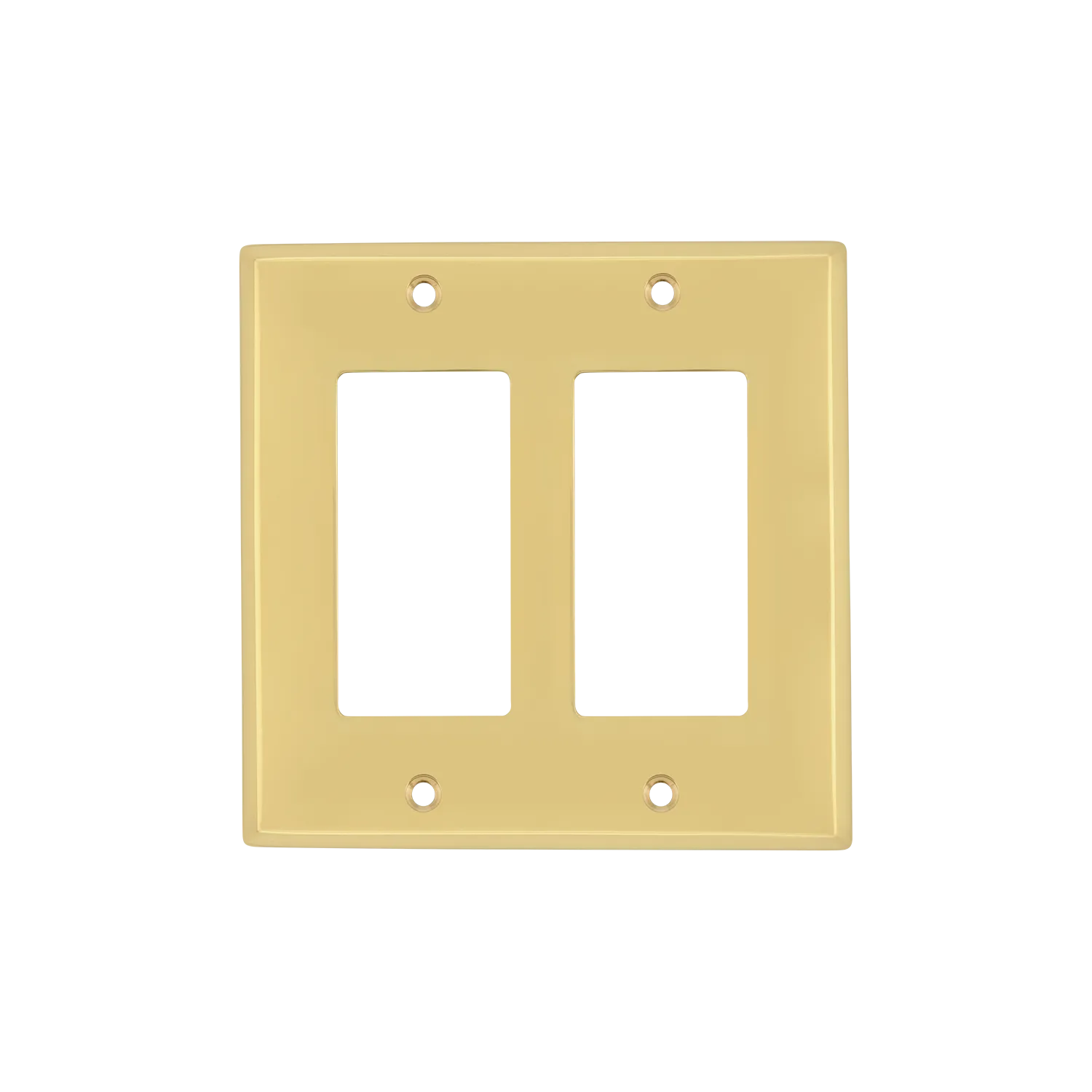 New York Switch Plate with Double Rocker in Unlacquered Brass