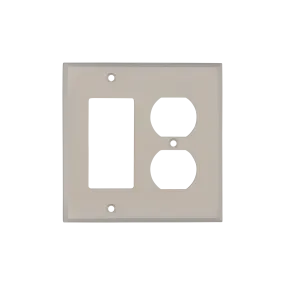 New York Switch Plate with Rocker and Outlet in Satin Nickel