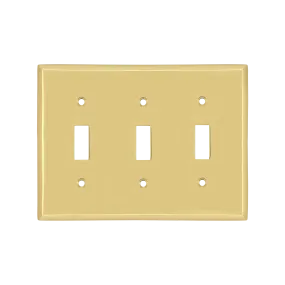 New York Switch Plate with Triple Toggle in Polished Brass