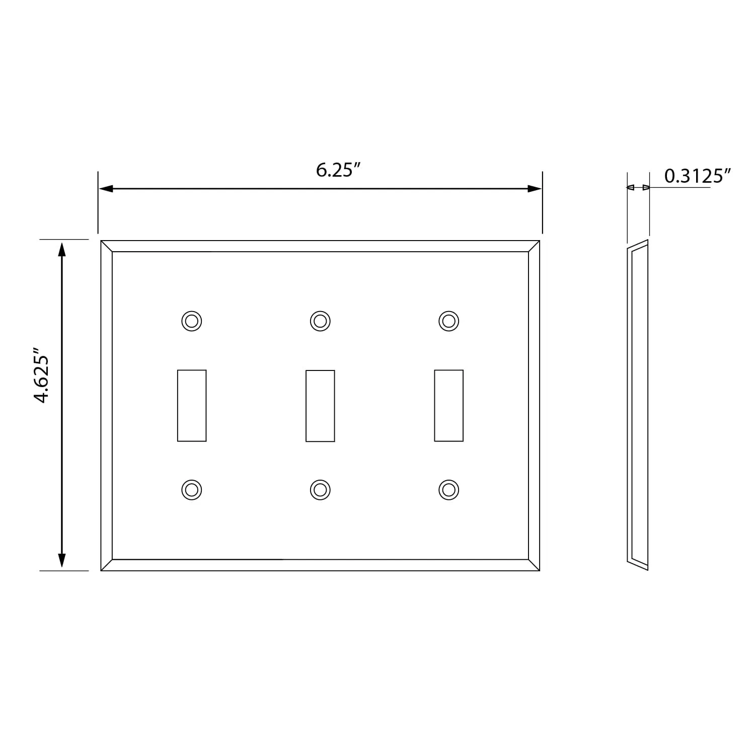 New York Switch Plate with Triple Toggle in Polished Brass