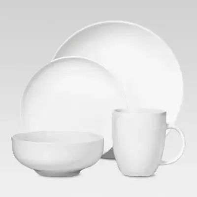 Open Box - 16pc Porcelain Coupe Dinnerware Set White - Threshold