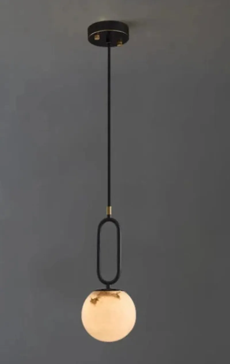 Orbit Glow Marble & Brass Pendant Light