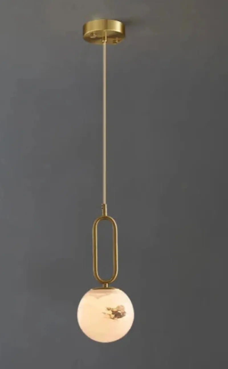 Orbit Glow Marble & Brass Pendant Light