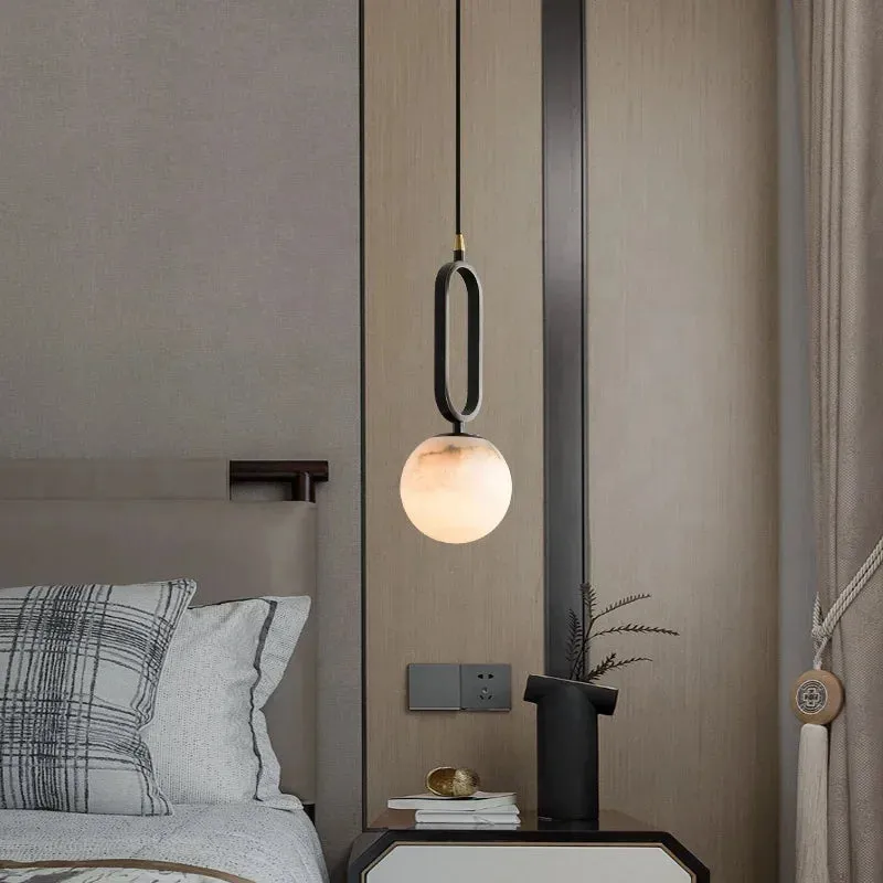 Orbit Glow Marble & Brass Pendant Light