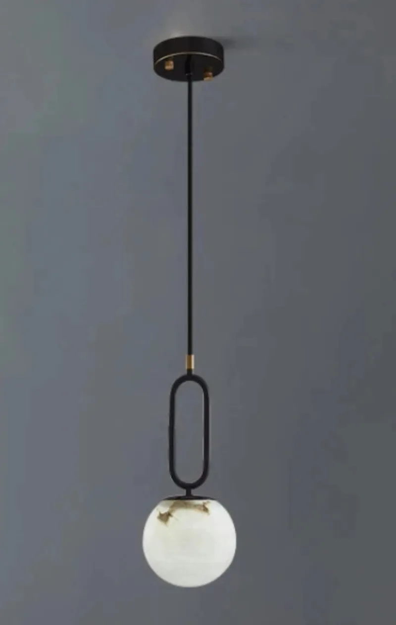 Orbit Glow Marble & Brass Pendant Light