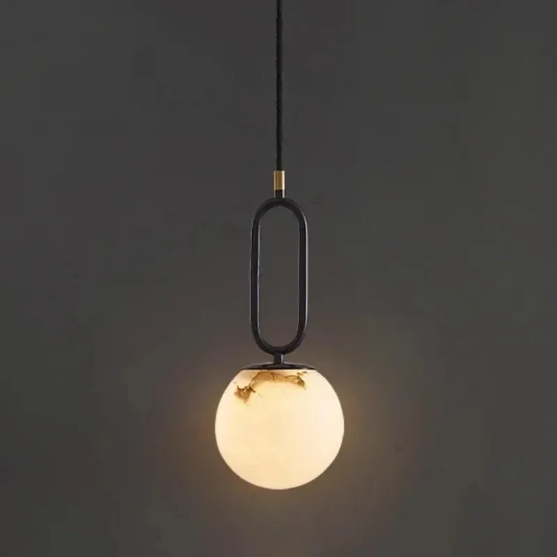 Orbit Glow Marble & Brass Pendant Light