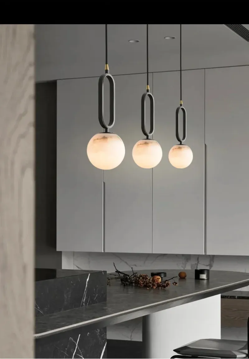 Orbit Glow Marble & Brass Pendant Light