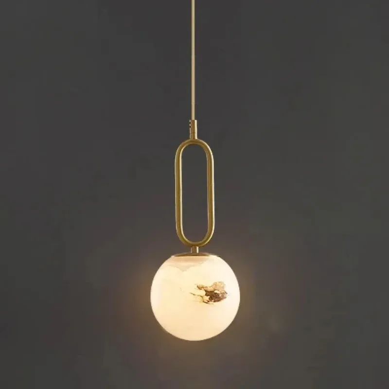 Orbit Glow Marble & Brass Pendant Light