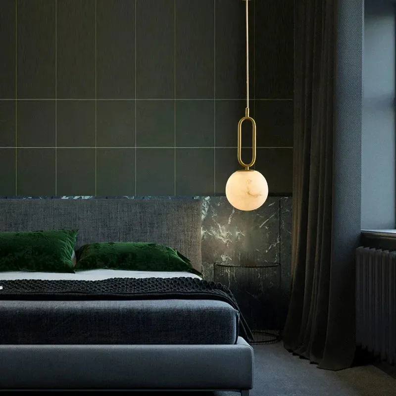 Orbit Glow Marble & Brass Pendant Light