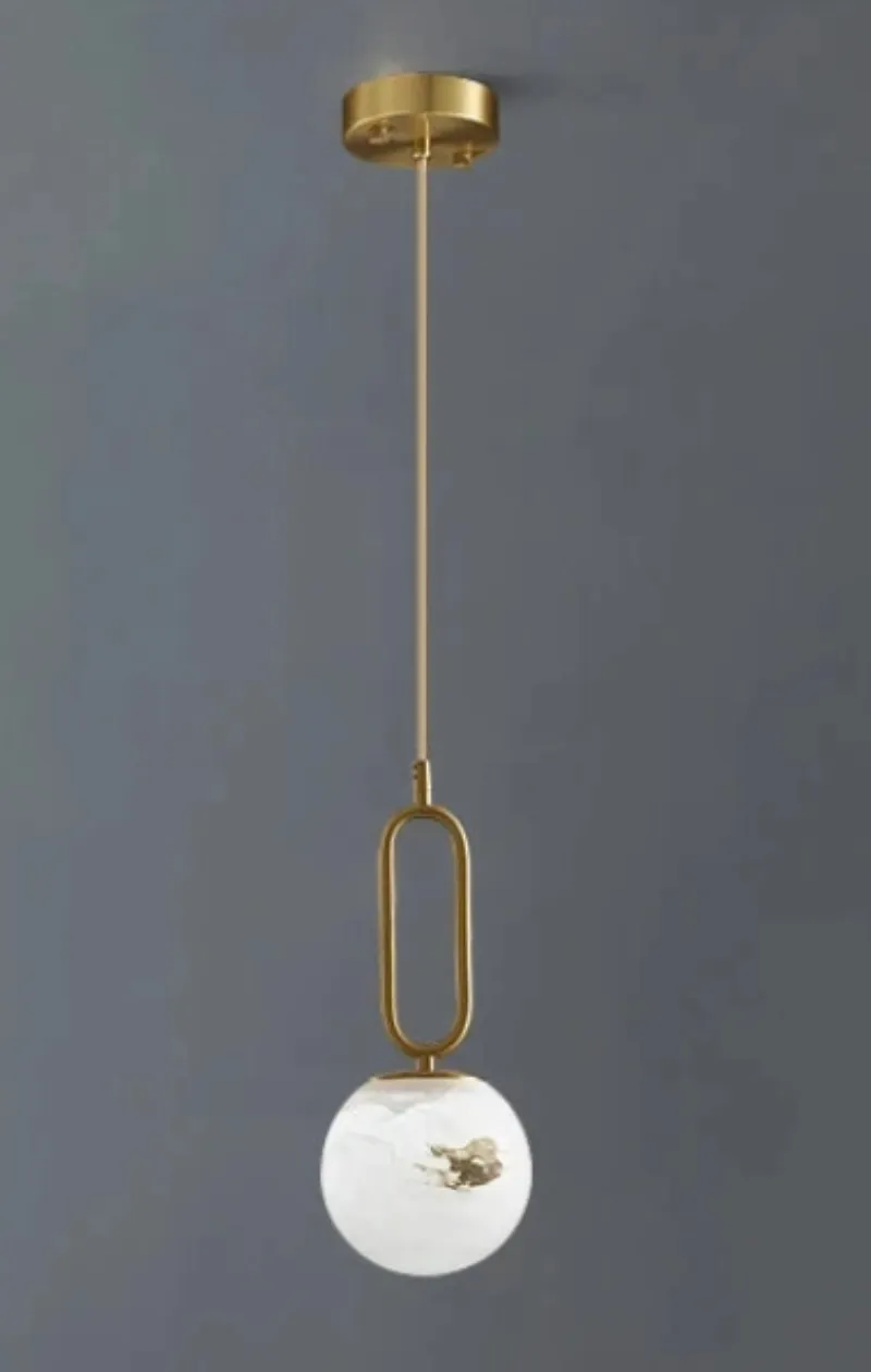 Orbit Glow Marble & Brass Pendant Light