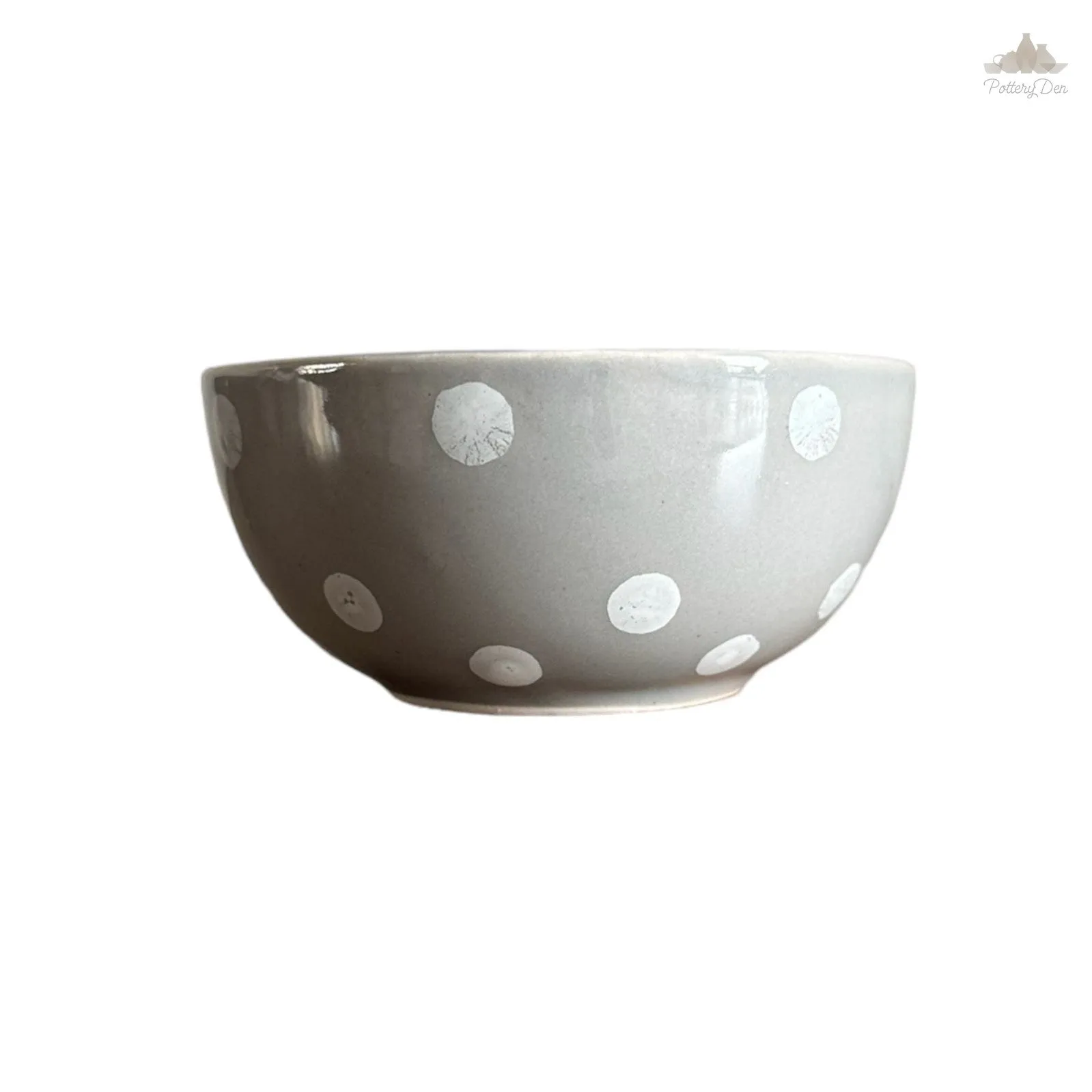 Pastel Grey Polka Dots Dessert Bowl | Height 4.5 cm | Diameter 9.5 cm | Hand Painted |  Set of 1 | Ceramic Pottery | Ideal for serving desserts or curry food items