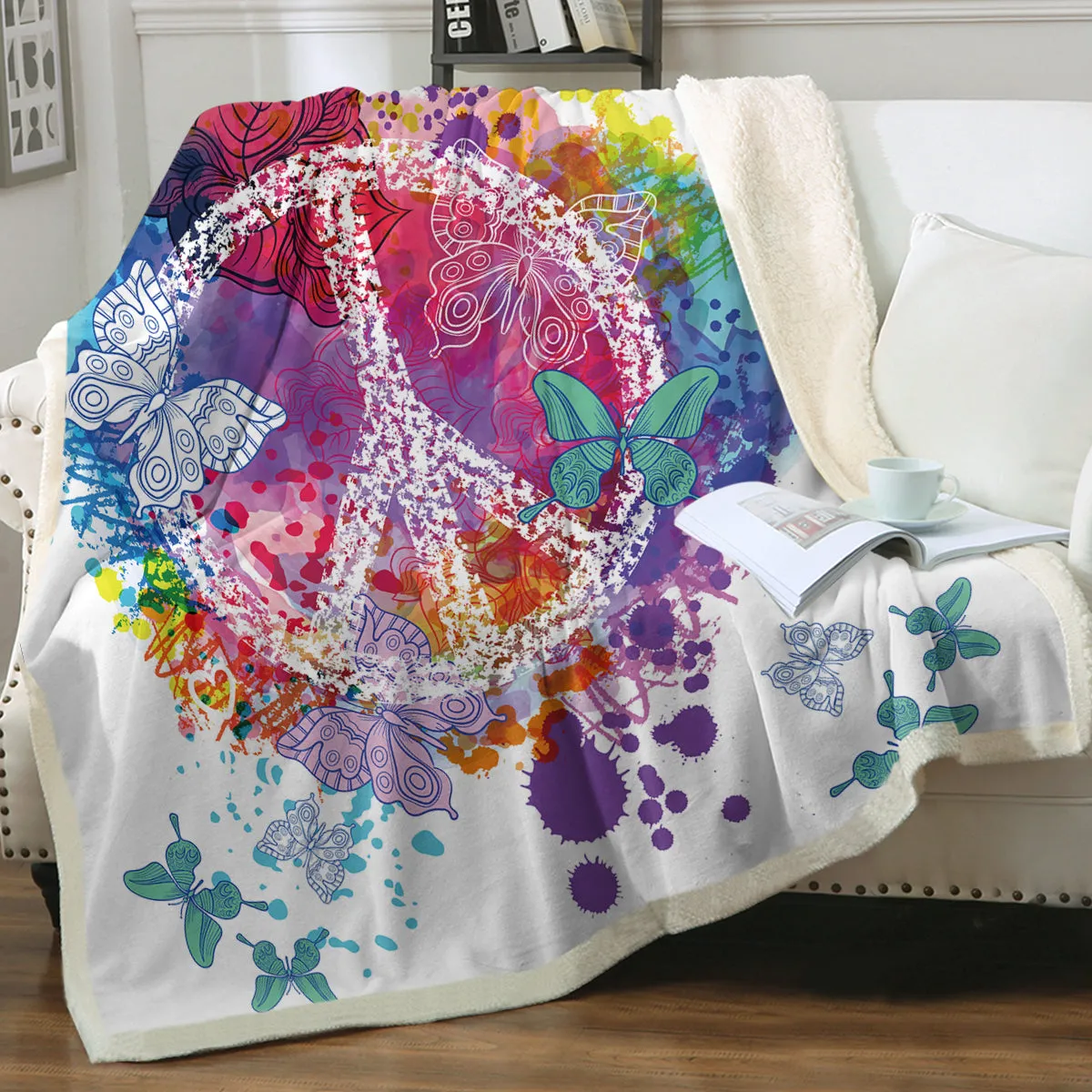 Peace on the Beach Soft Sherpa Blanket