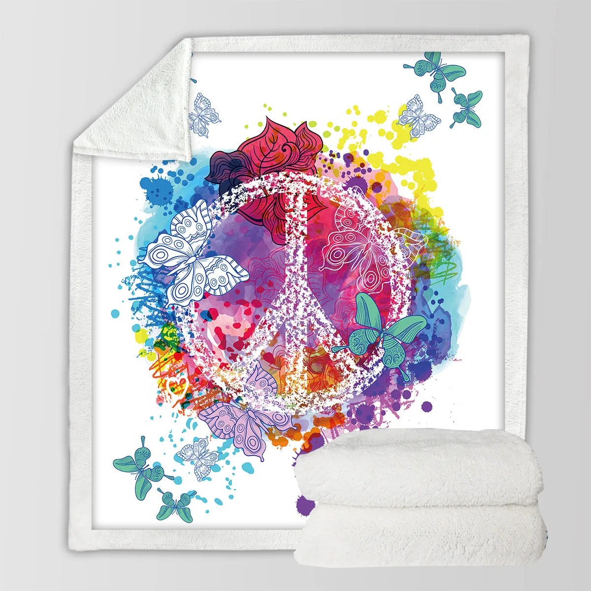 Peace on the Beach Soft Sherpa Blanket