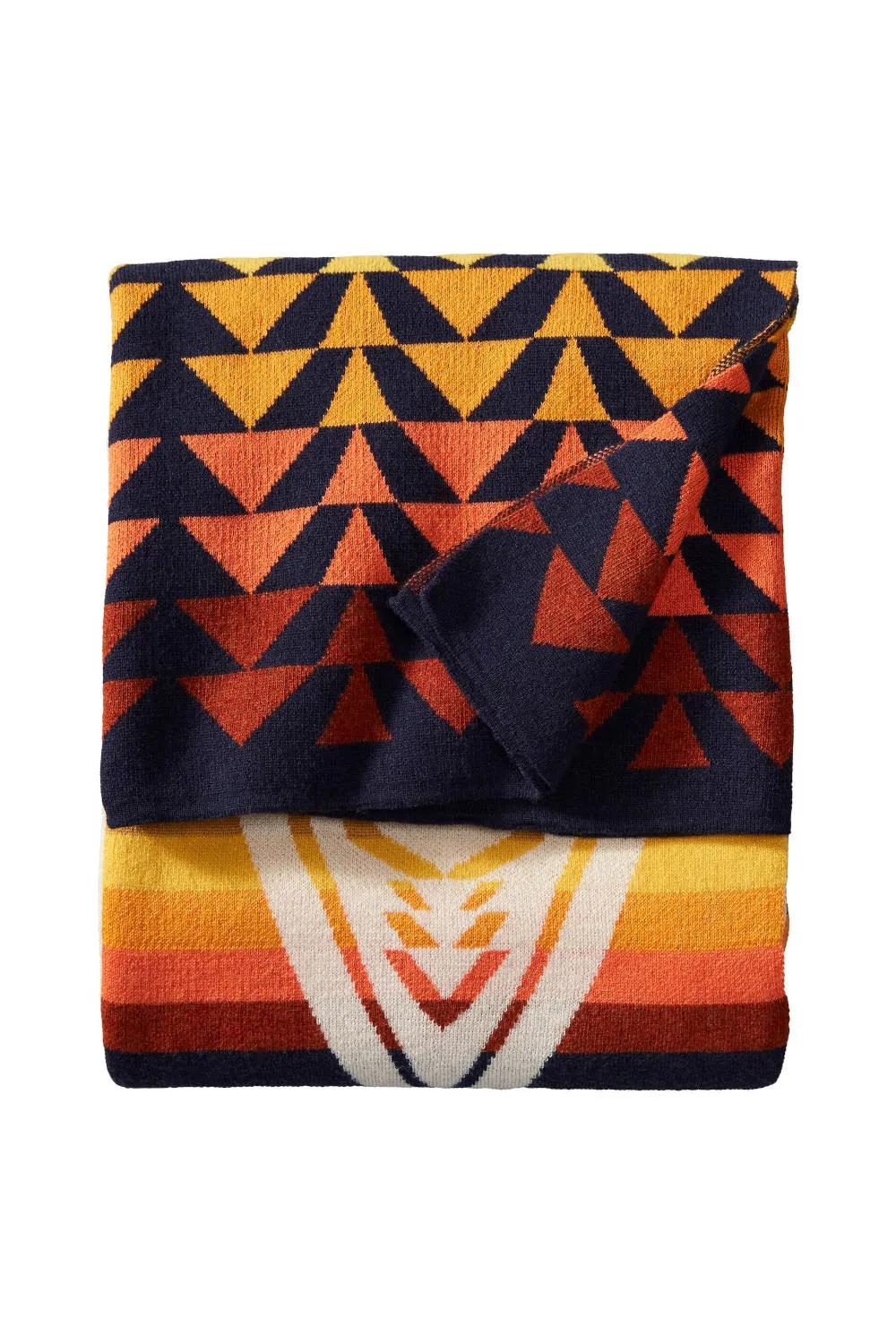 Pendleton Woolen Mills Knit Jacquard Throw Blanket in Harding Navy