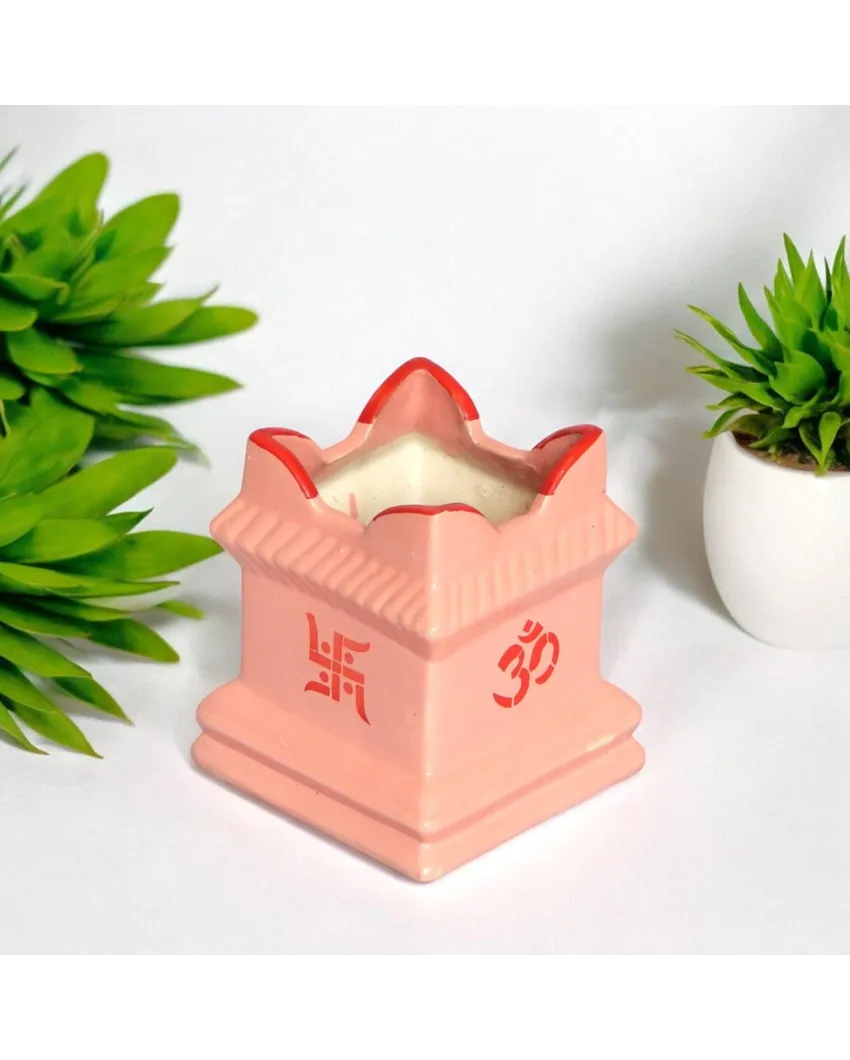 Pink Tulsi Flower Ceramic Plant Pots | 5 x 5 x 6 inches