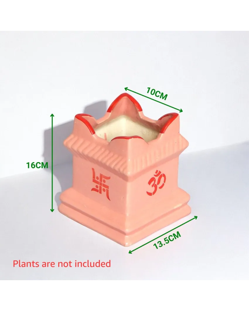 Pink Tulsi Flower Ceramic Plant Pots | 5 x 5 x 6 inches