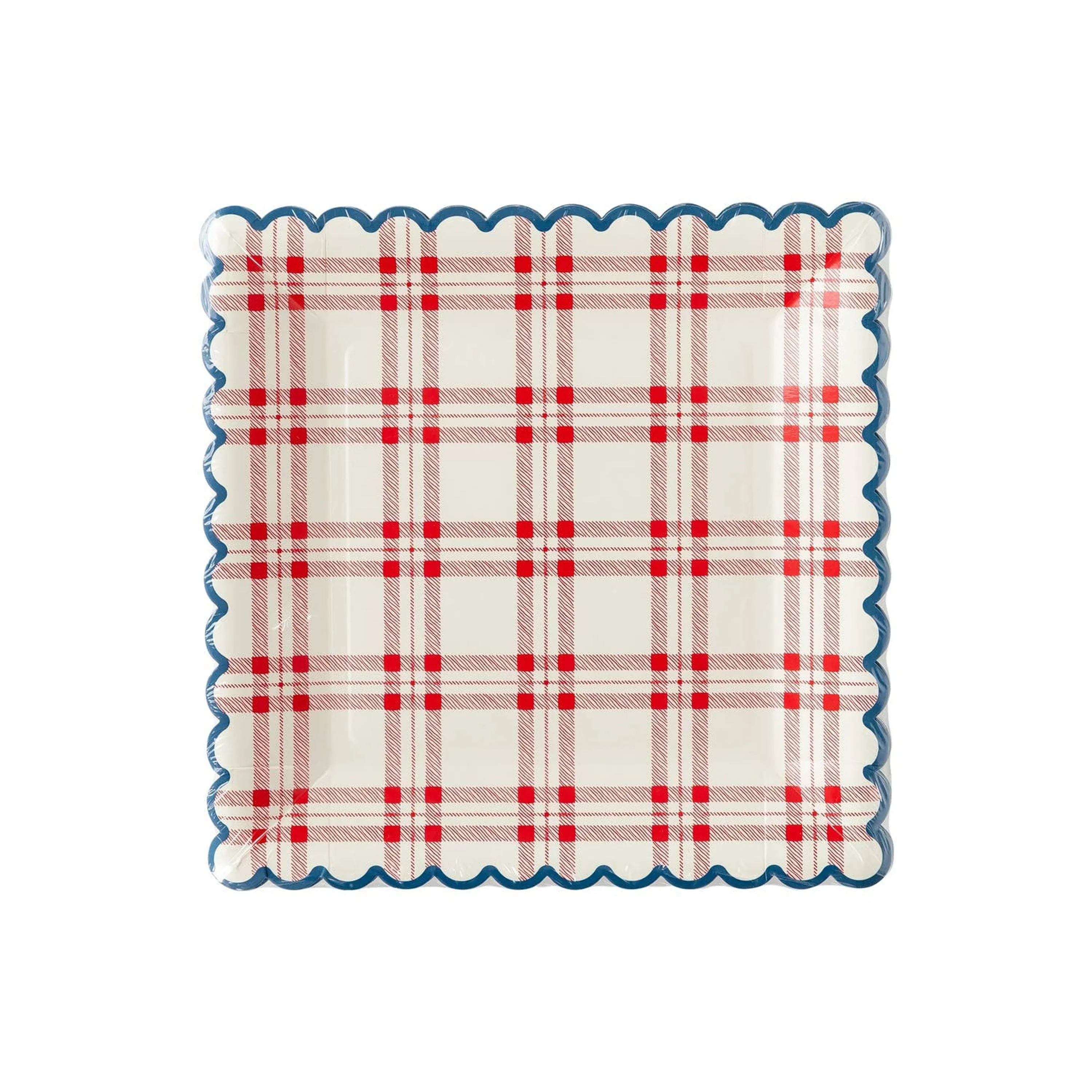 Plaid Scallop Paper Plate