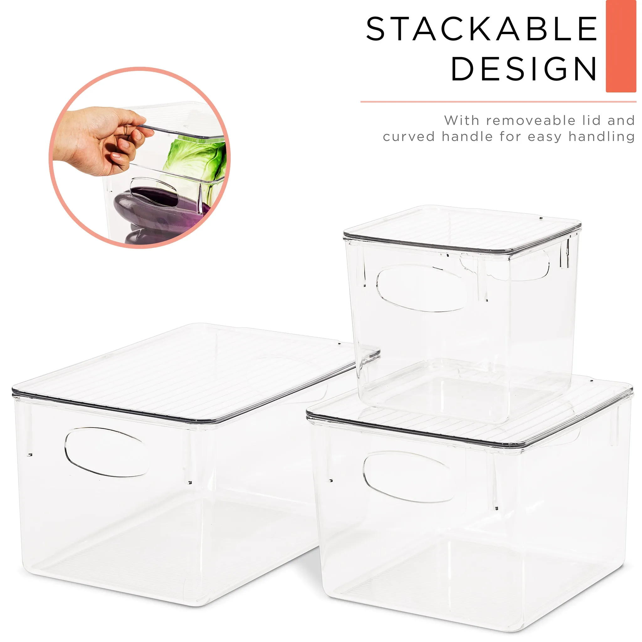 Plastic Container Bin with Lids (Variety Set)