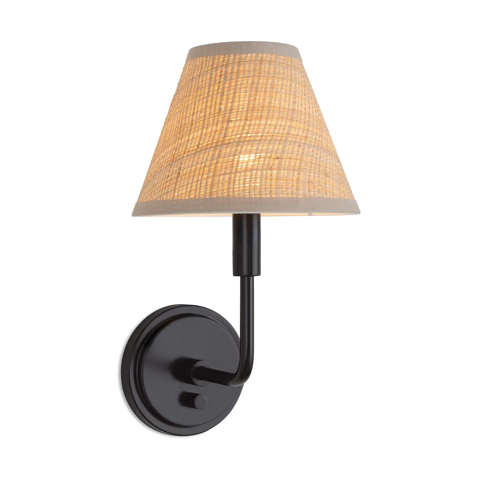 Polly Sconce Single (Blackened Brass with Rattan Shade)