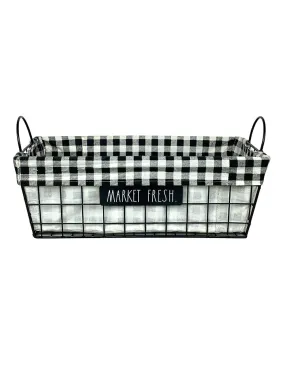 Rae Dunn "Market Fresh" Black White Checkered Wire Baskets