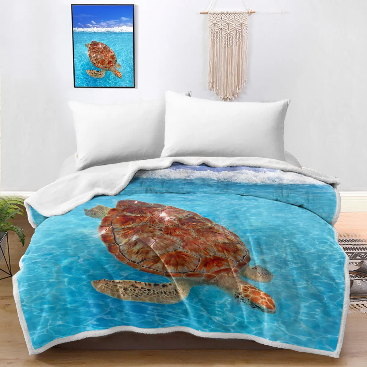 Sea Turtle Soft Sherpa Blanket