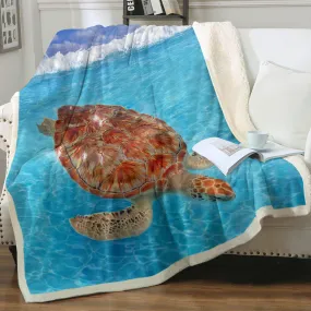 Sea Turtle Soft Sherpa Blanket