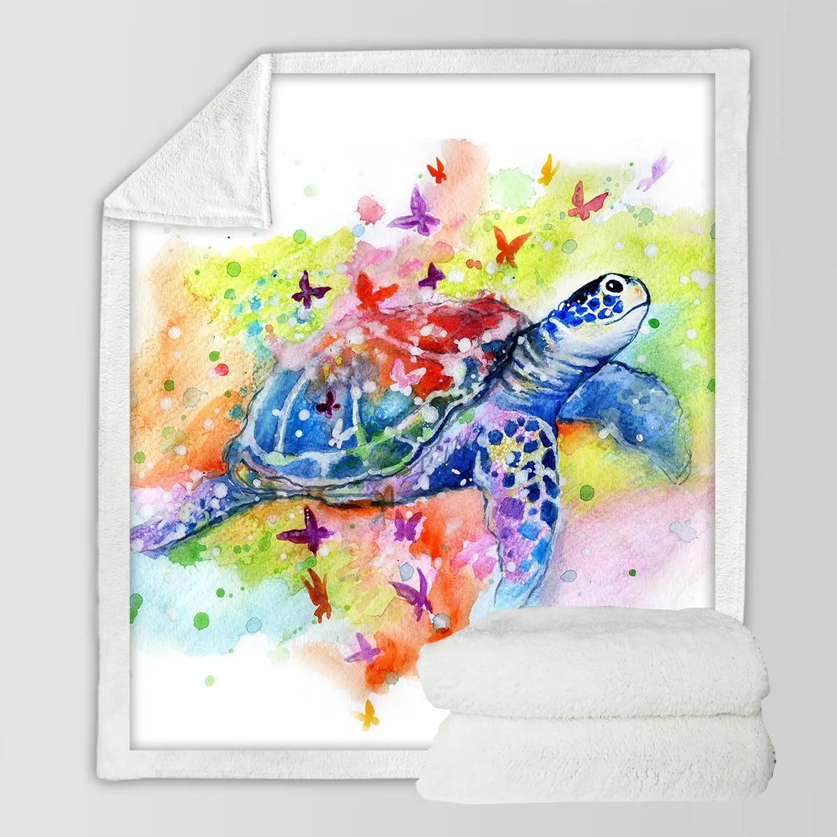 Sea Turtle Splash Soft Sherpa Blanket