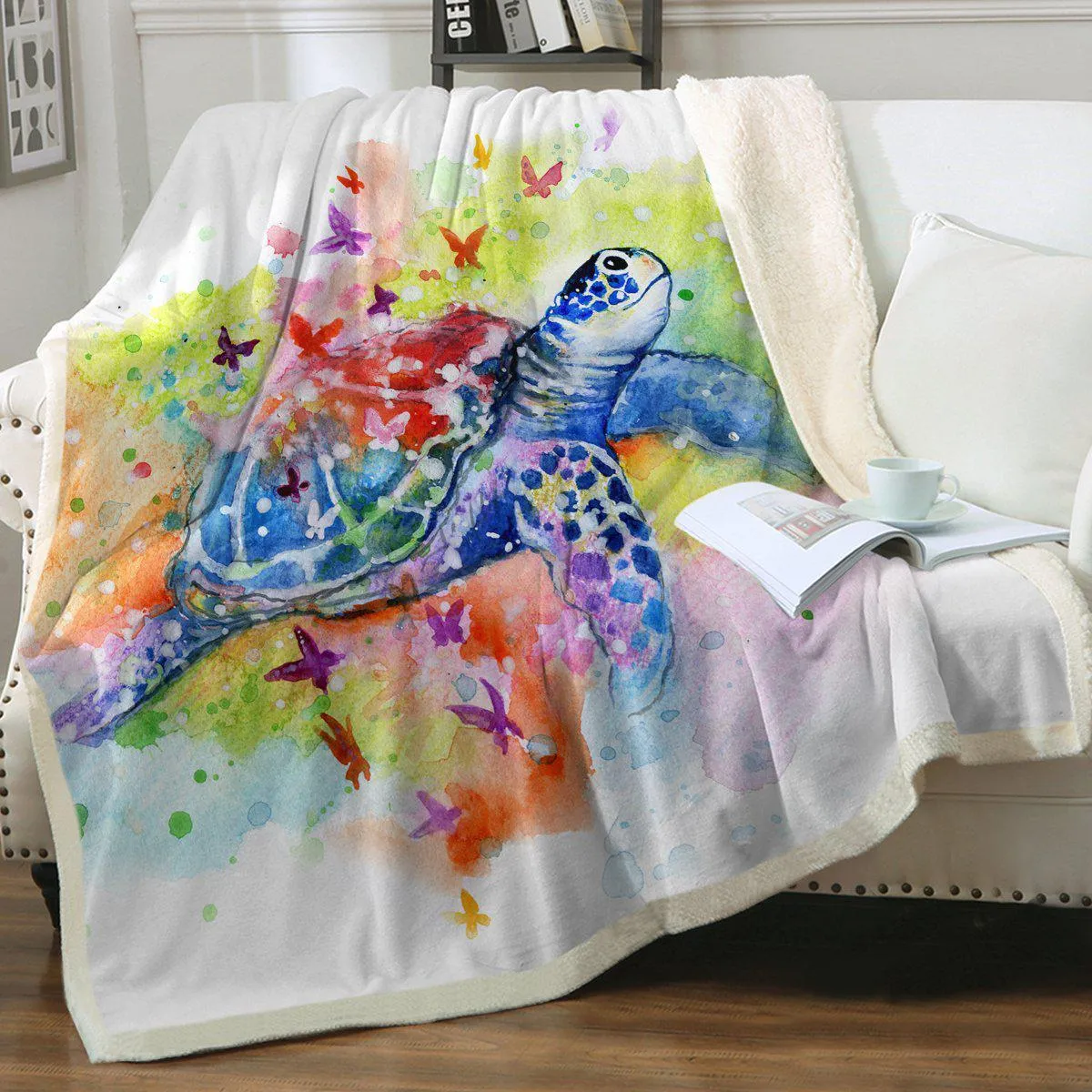 Sea Turtle Splash Soft Sherpa Blanket