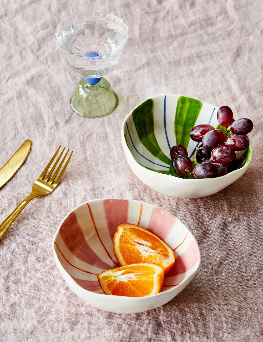 Set of 2 White & Lime Green Abstract Shape Bowl