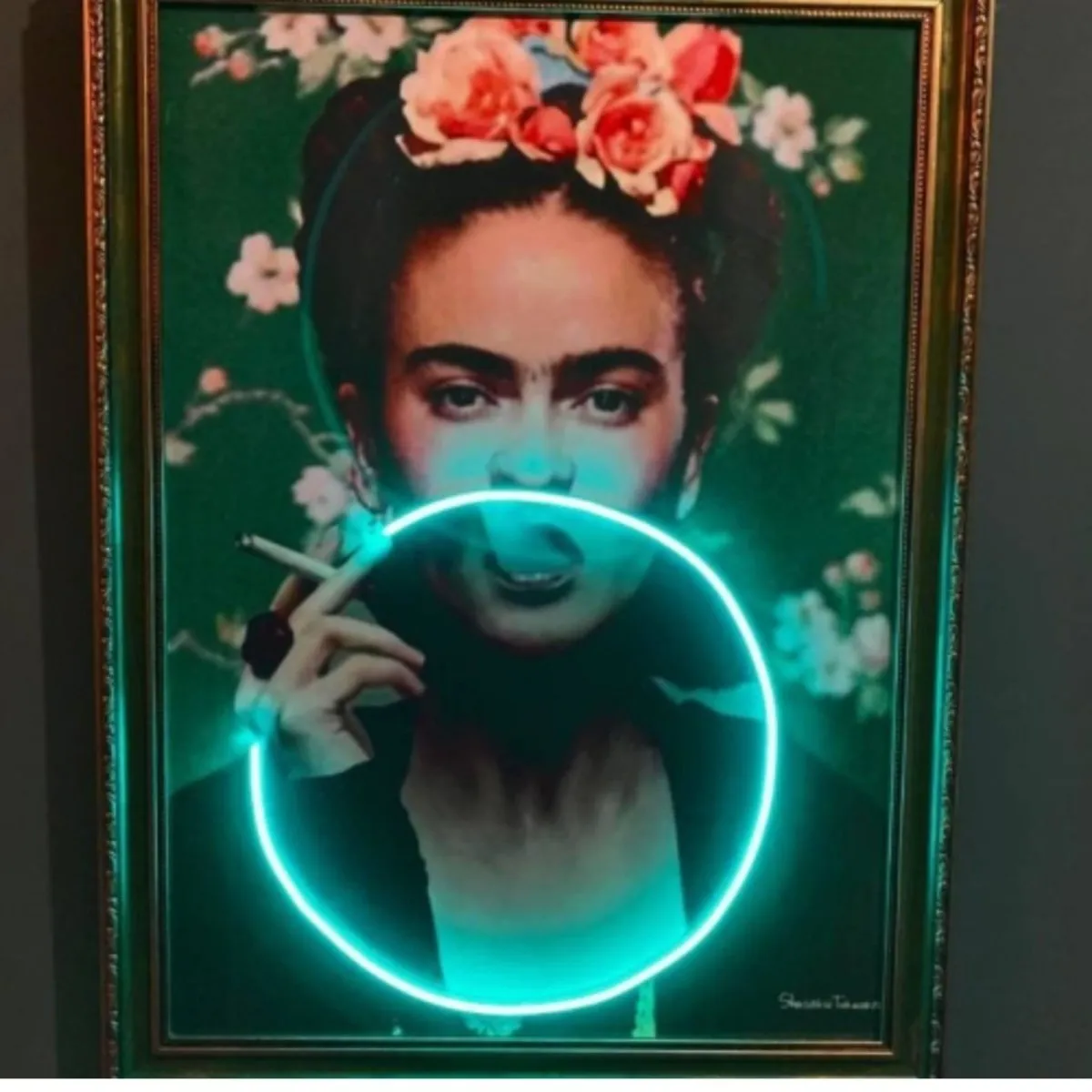 Smoking Frida Neon Art