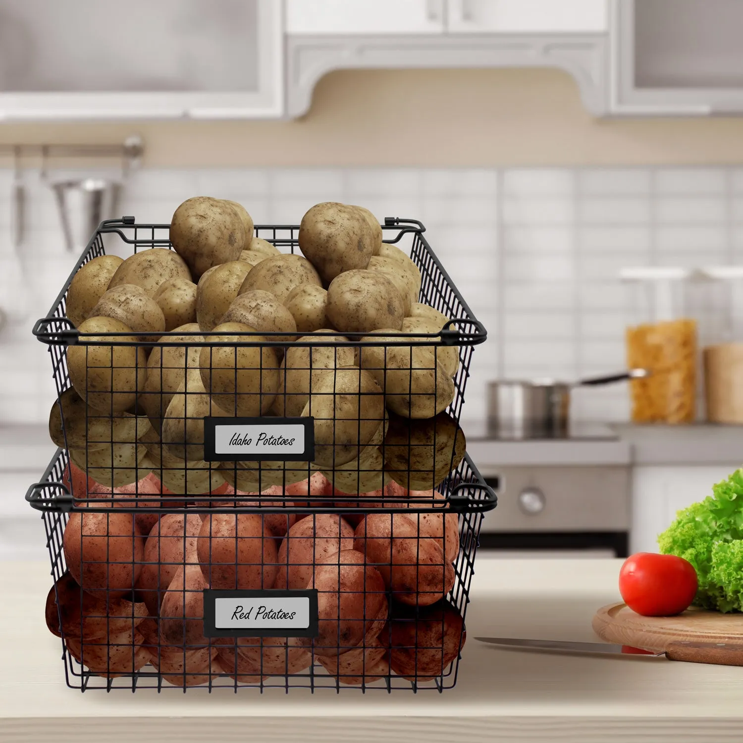 Stackable Farmhouse Wire Basket Bins