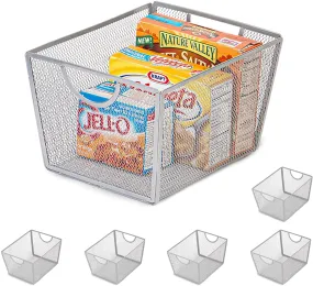 Steel Mesh Basket Organizers with Handles - Set of 6