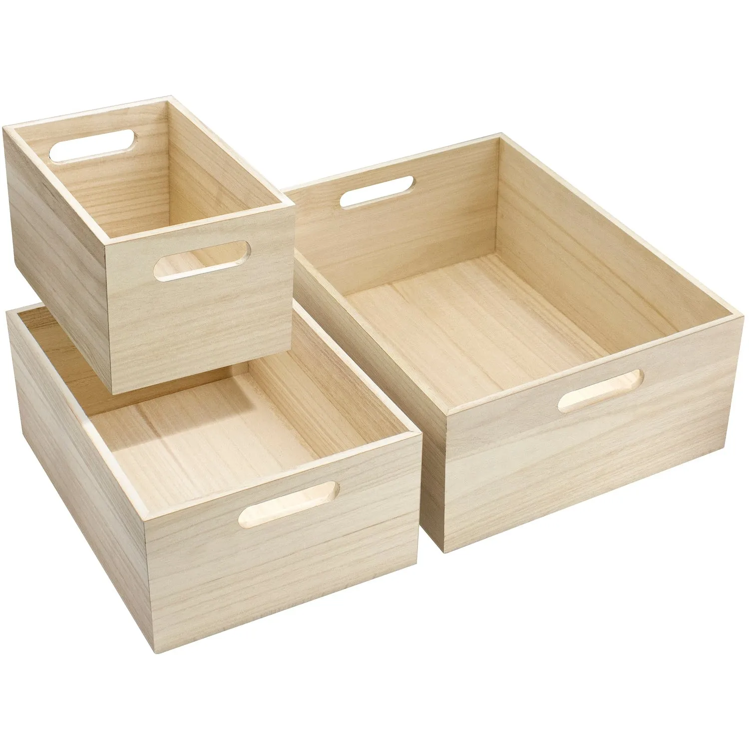 Storage Bins (3 Pack Unfinished Wood)