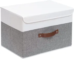 Storage Box for Clothes Foldable Storage Box Linen Fabric (38x25x25cm) (Rectangular, White)