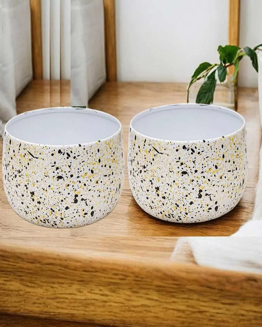 Stylish Speckled Metal Planter Without Plant | Set of 2 | 6 x 3 inches