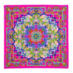 Taormina Art Fuchsia Silk Twill Pocket Square