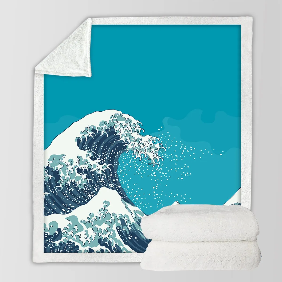 The Great Wave Soft Sherpa Blanket