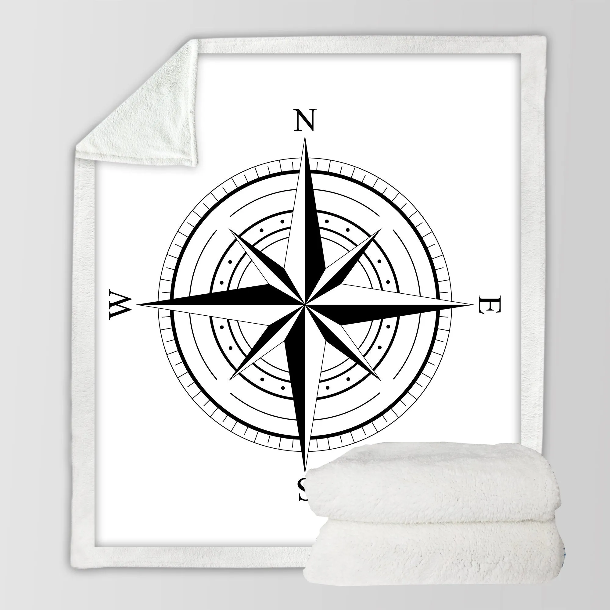 The Nautical Wind Rose Soft Sherpa Blanket