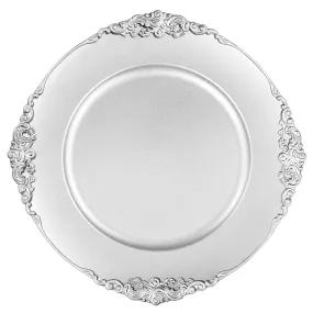 Vintage Round Charger Plate - Silver