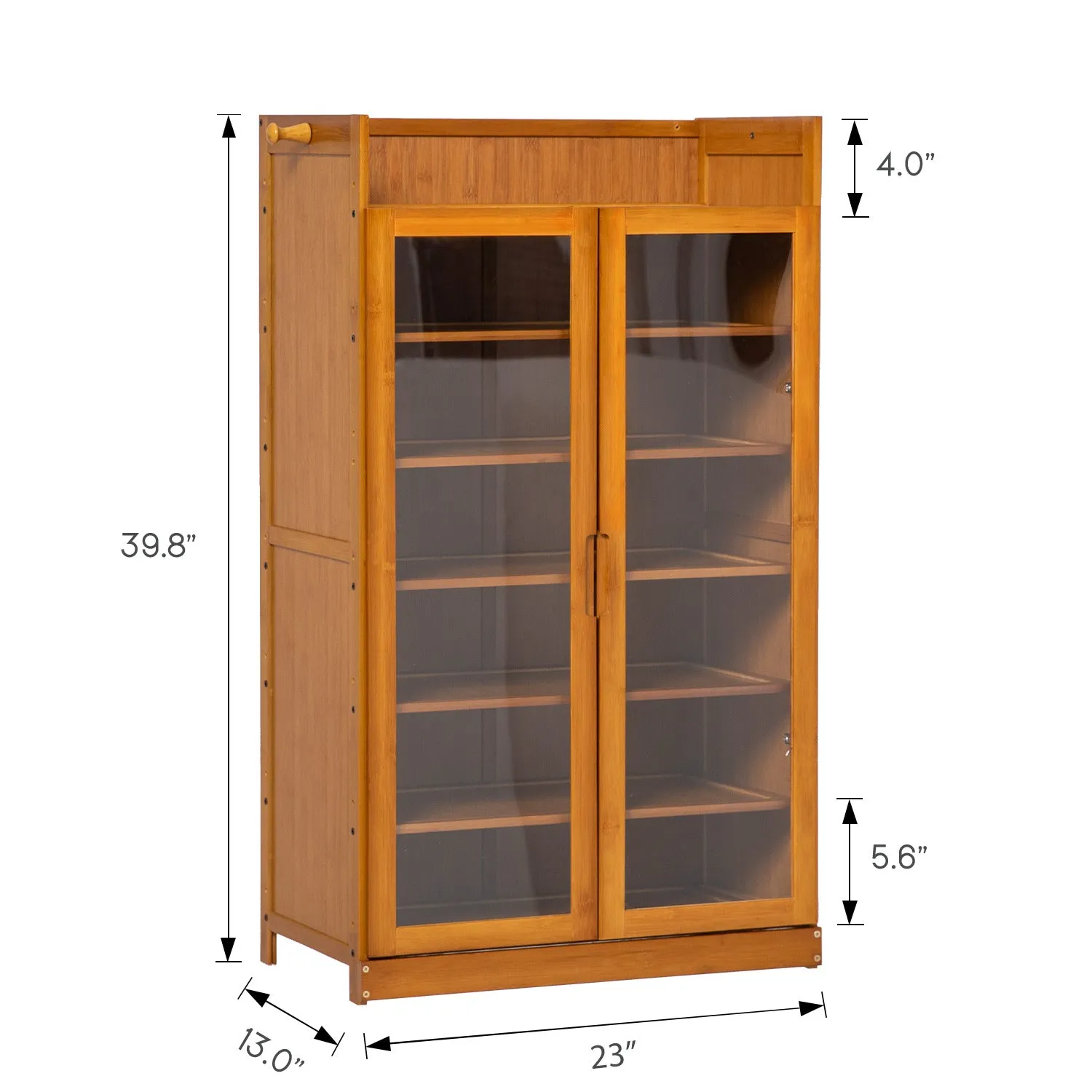 Visible Two-Doors Roofless Shoe Organizer - Bamboo/Acrylic - Brown