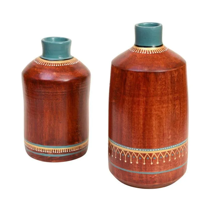 Vritra Tribal Terracotta Vase - Set Of Two