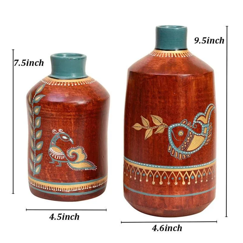 Vritra Tribal Terracotta Vase - Set Of Two