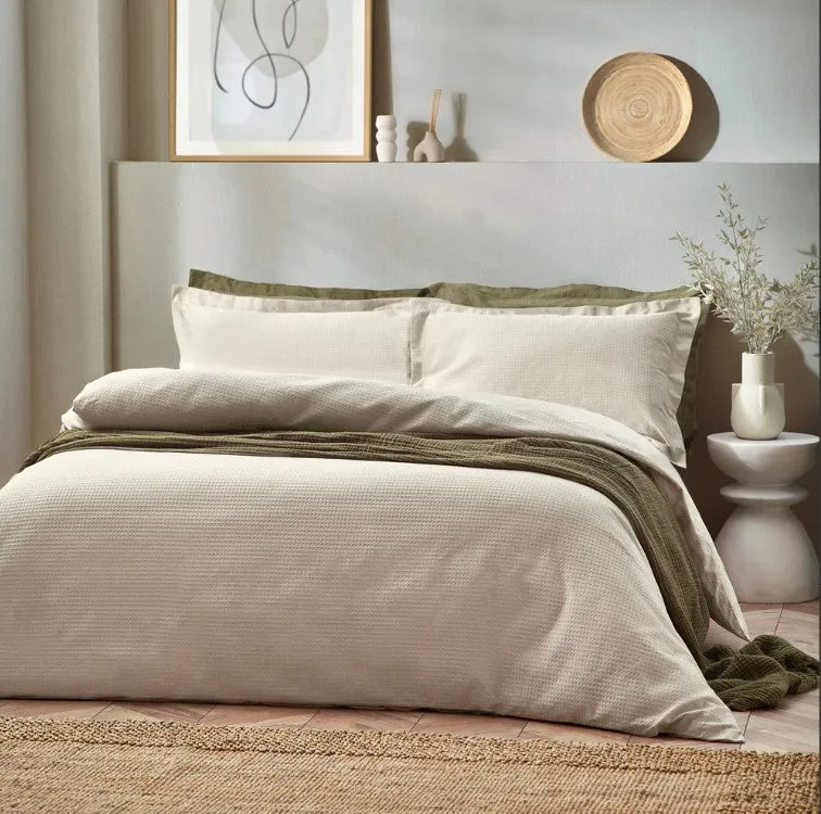 Waffle Double Duvet Set Linen